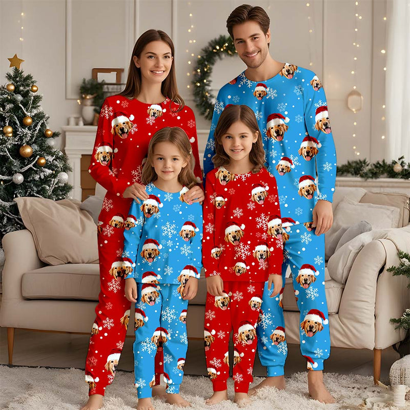 Custom Face Christmas Pajamas Set, Custom Photo Pajamas