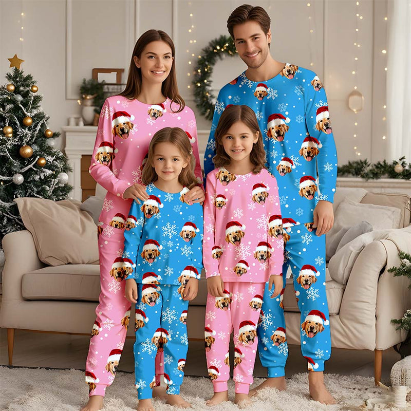 Custom Face Christmas Pajamas Set, Custom Photo Pajamas