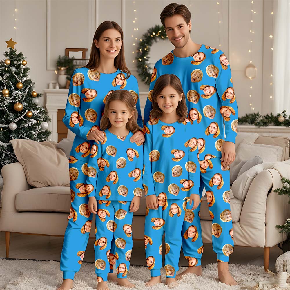 Custom Face Photo Pajama Set for Women/Men, Customized Family Pajamas Shirt