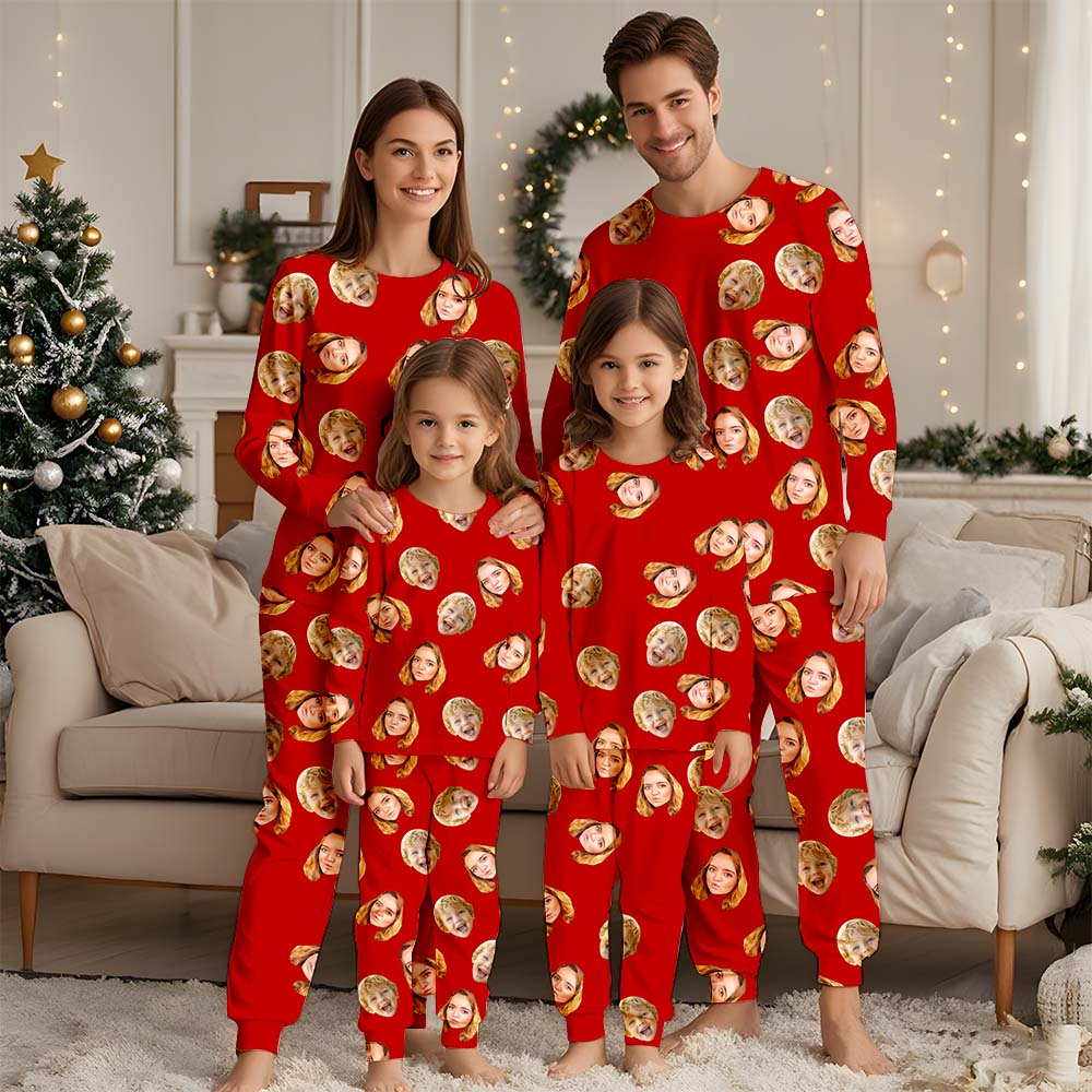 Custom Face Photo Pajama Set for Women/Men, Customized Family Pajamas Shirt