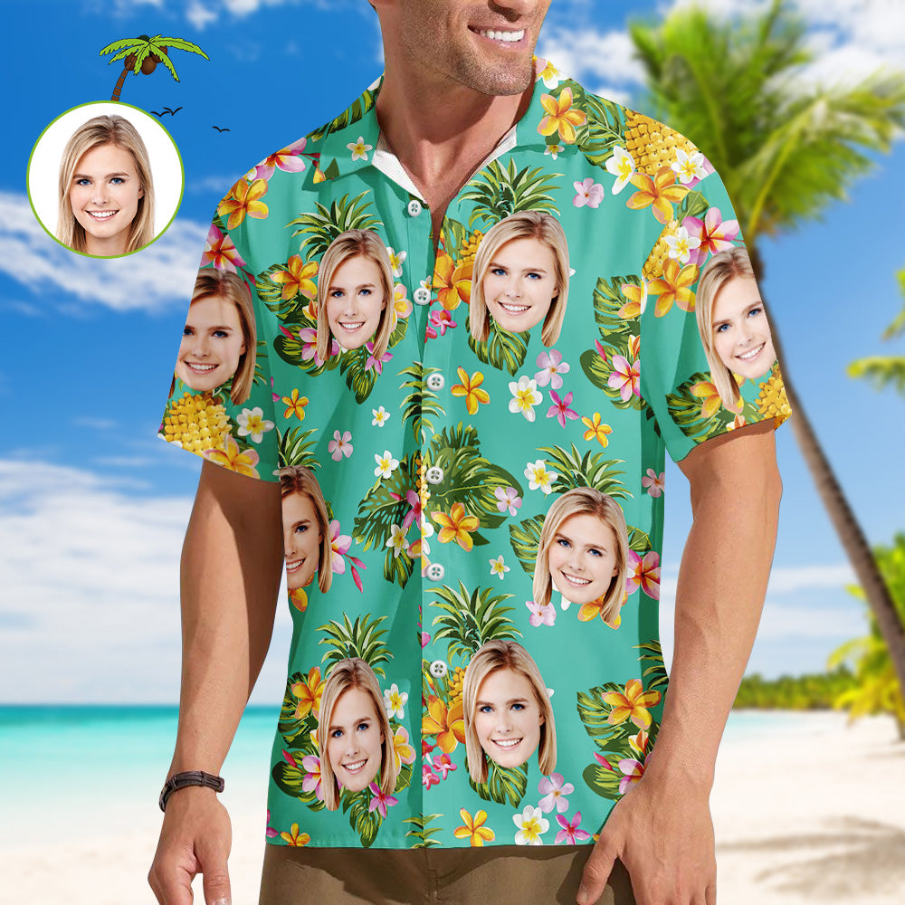 Face & Floral Hawaiian Shirt – Tropical Vacation Style
