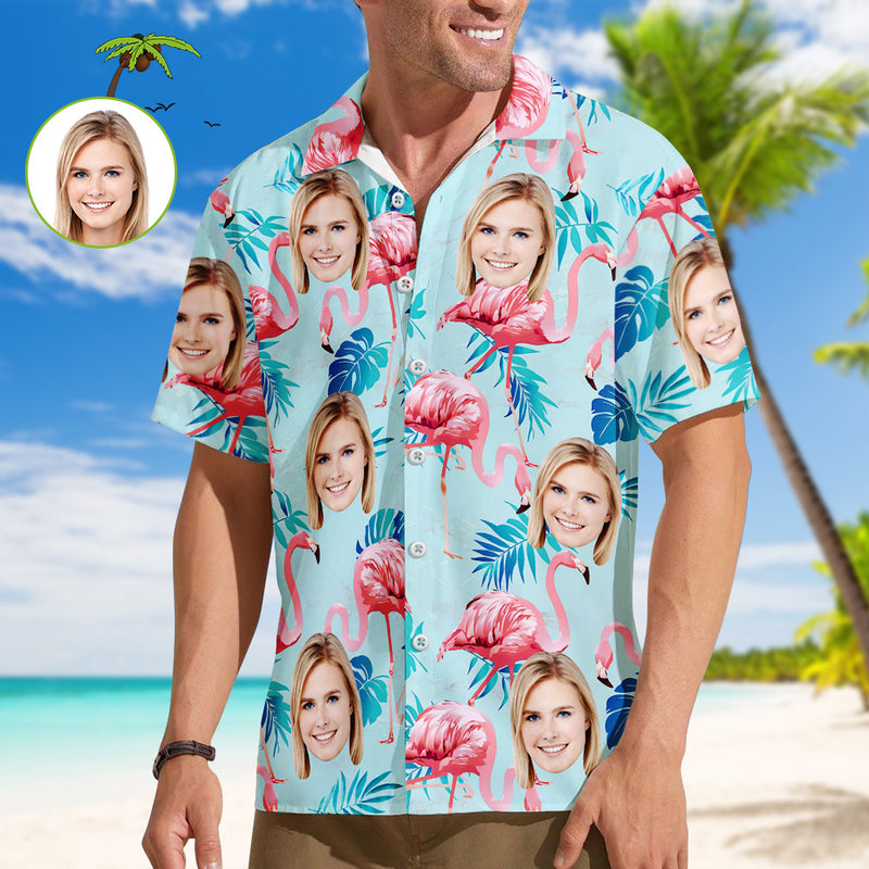 Personalized Aloha Shirt – Exotic Flowers & Face Graphic
