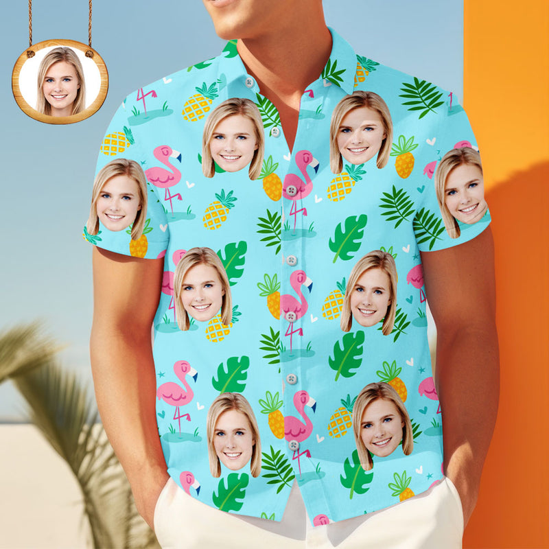 Gift for Him – Custom Hawaiian Shirt with Leaf & Face