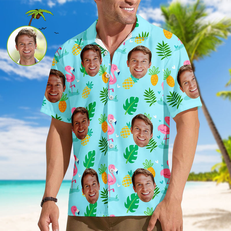 Gift for Him – Custom Hawaiian Shirt with Leaf & Face