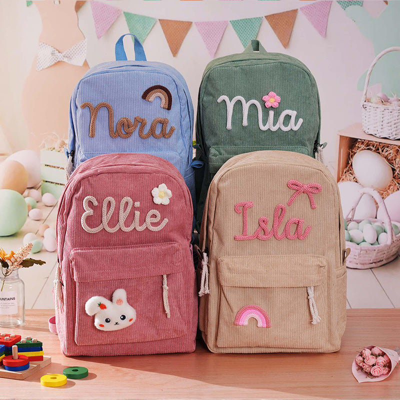 Durable children's corduroy backpack – personalized gift idea