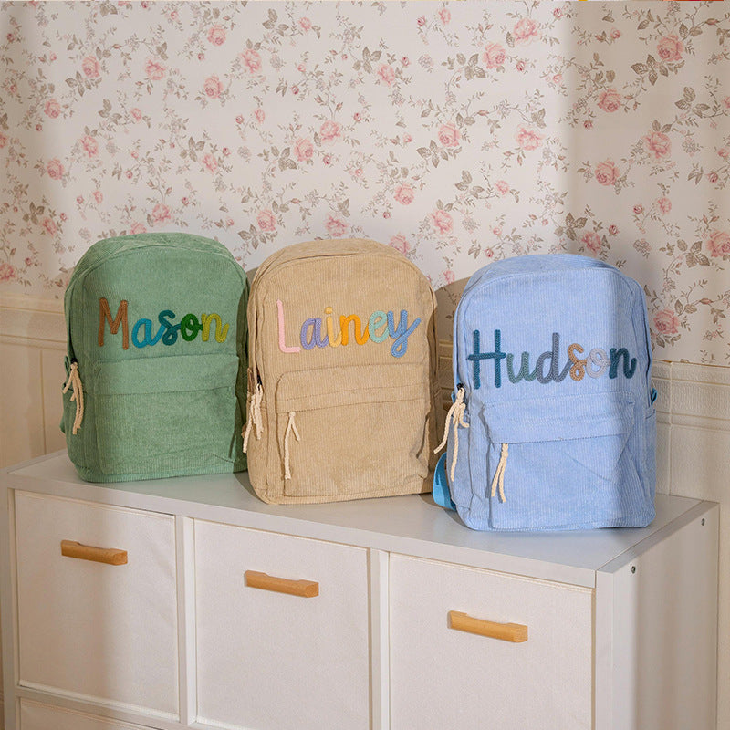 Name printed – unique backpack for girls & boys made of corduroy