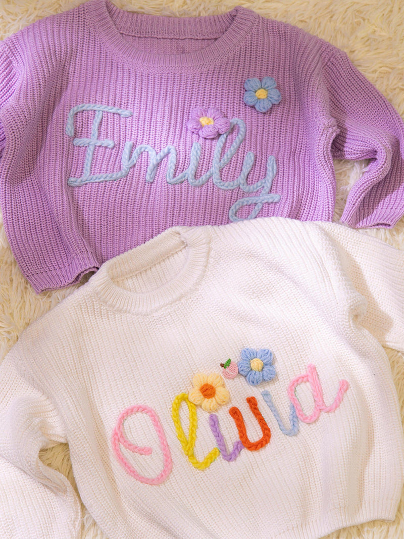 Baby sweatshirt for every day – Embroidered name, soft cotton blend for playing
