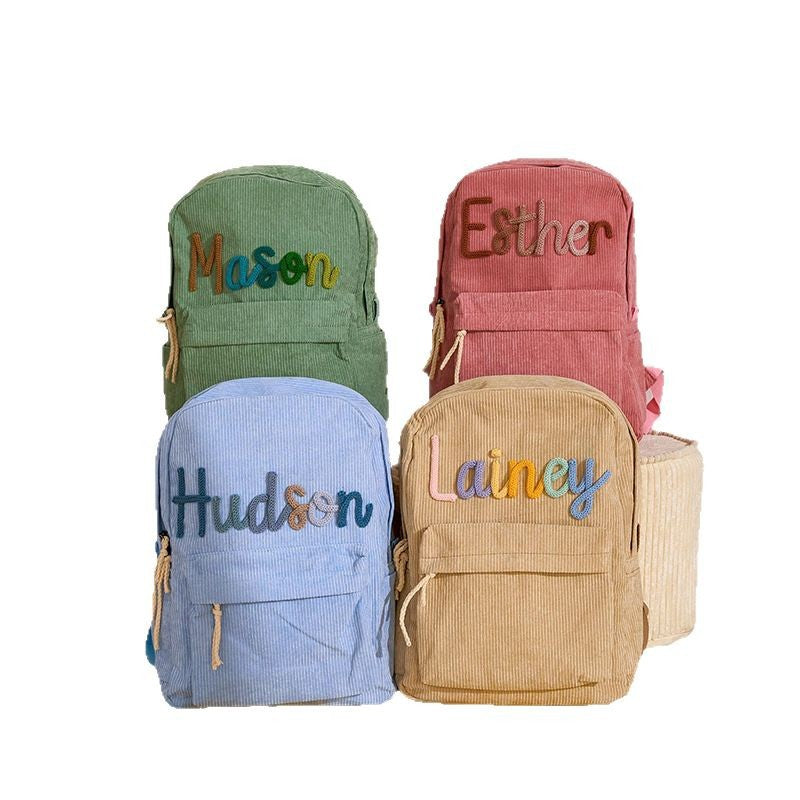 Name printed – unique backpack for girls & boys made of corduroy