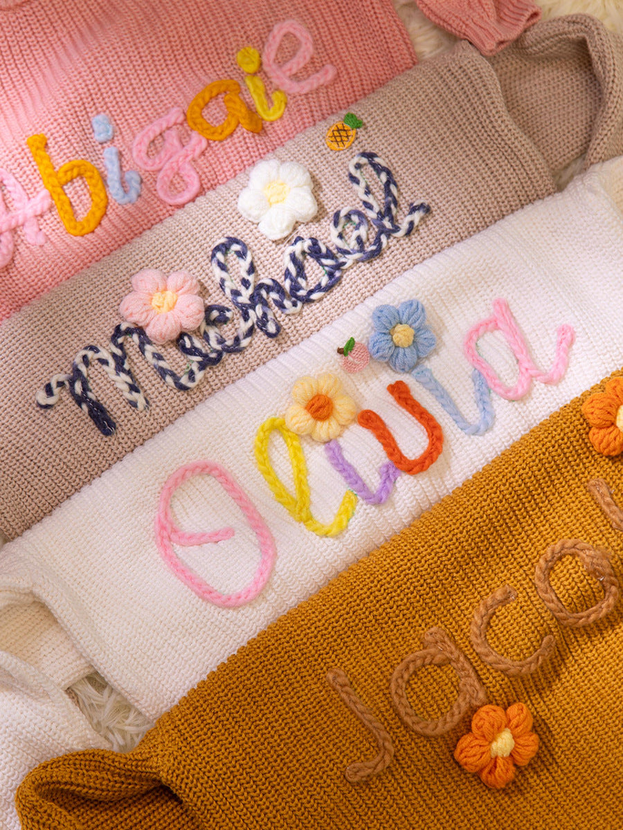 Baby sweatshirt for every day – Embroidered name, soft cotton blend for playing