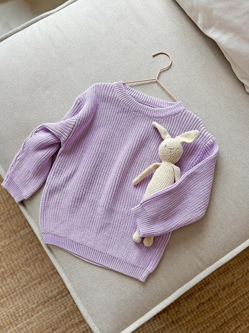 Handmade knitted sweater for babies – individually embroidered name, unisex toddler fashion