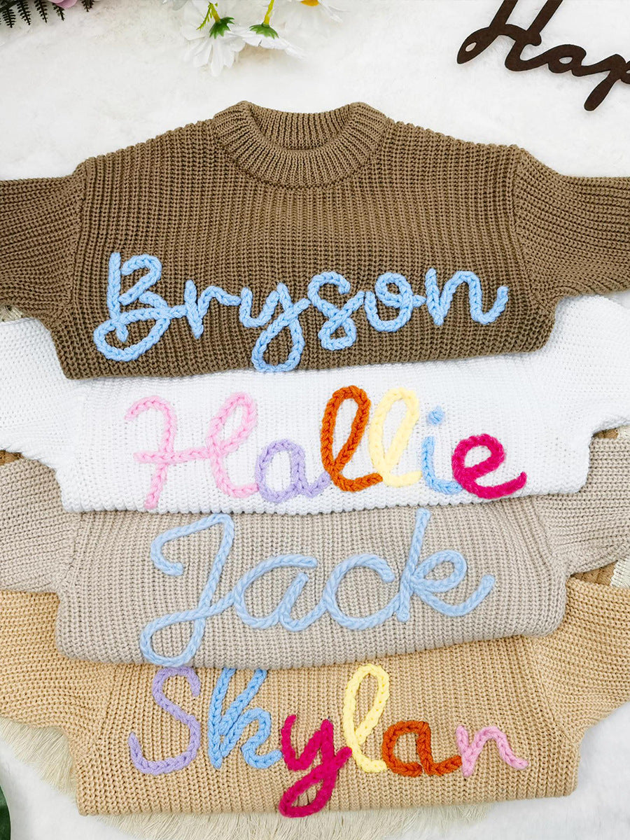 Super soft baby knitted sweater – personalized hoodie with name