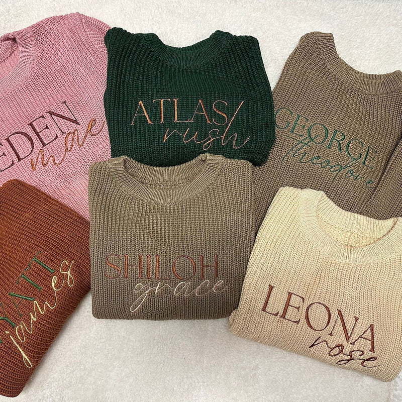 Personalized baby sweater – hoodie with embroidered name for photo shoots and special occasions