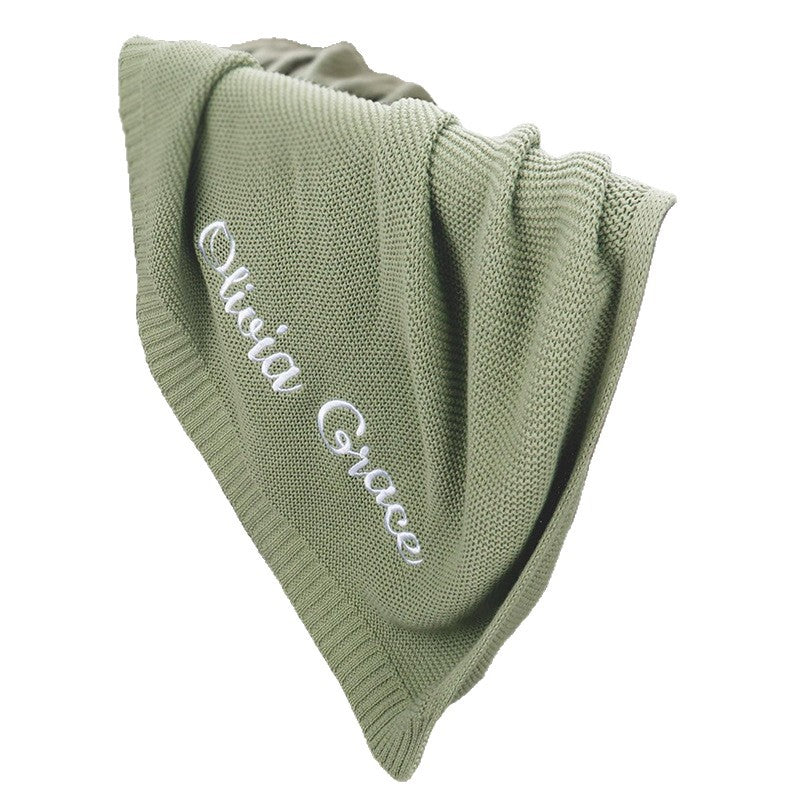 Embroidered Baby Blanket with Name - Breathable Cotton Blanket, Personalized Gift for Newborns