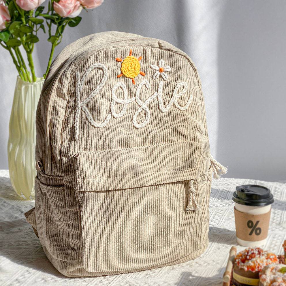 Durable children's corduroy backpack – personalized gift idea