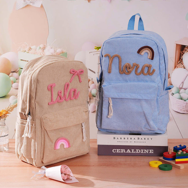 Individual children's backpack – first and last name personalized from corduroy
