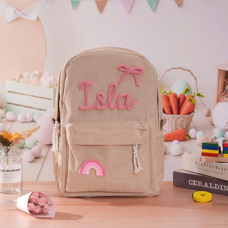 Individual children's backpack – first and last name personalized from corduroy