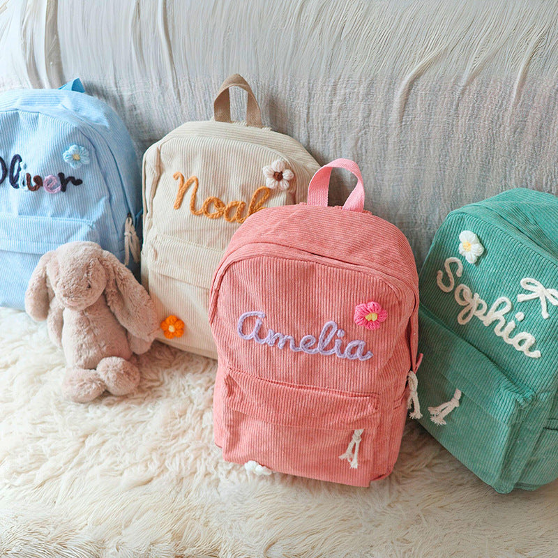 Cuddly corduroy backpack for kids – personalized with name