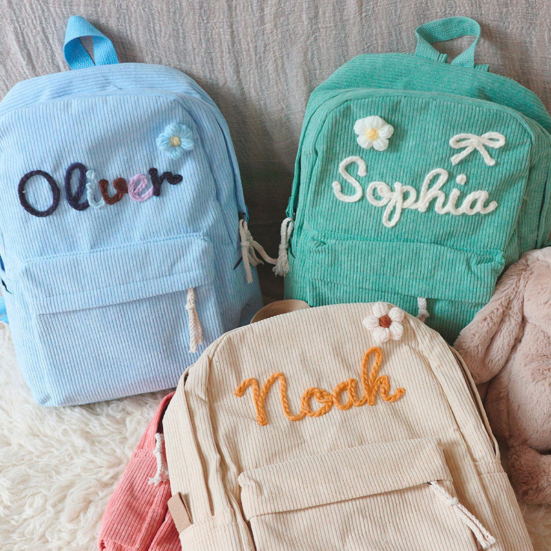 Cuddly corduroy backpack for kids – personalized with name