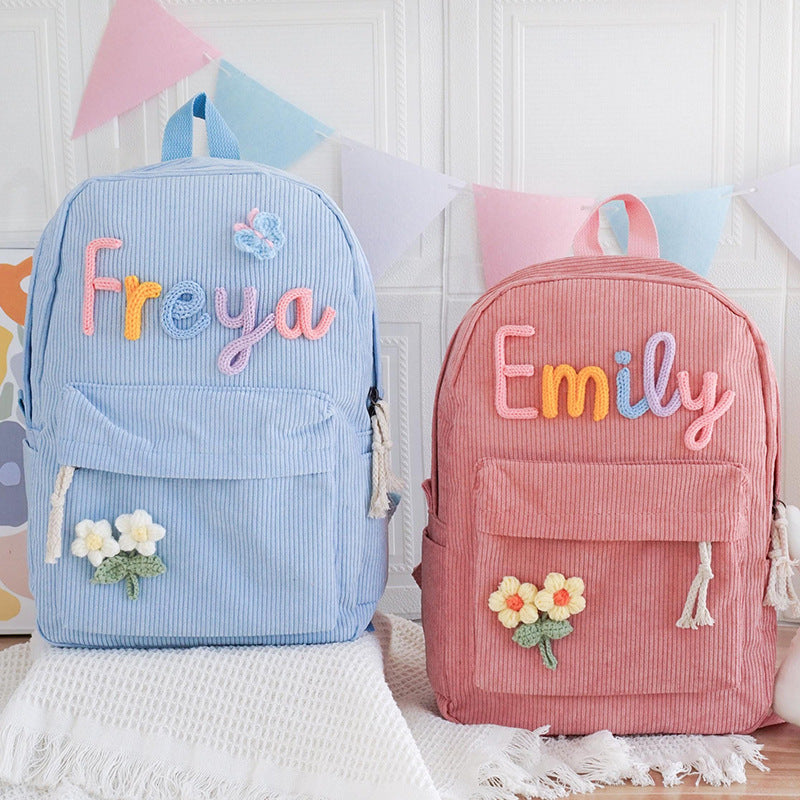 Personalized children's backpack – Cute corduroy school bag with name