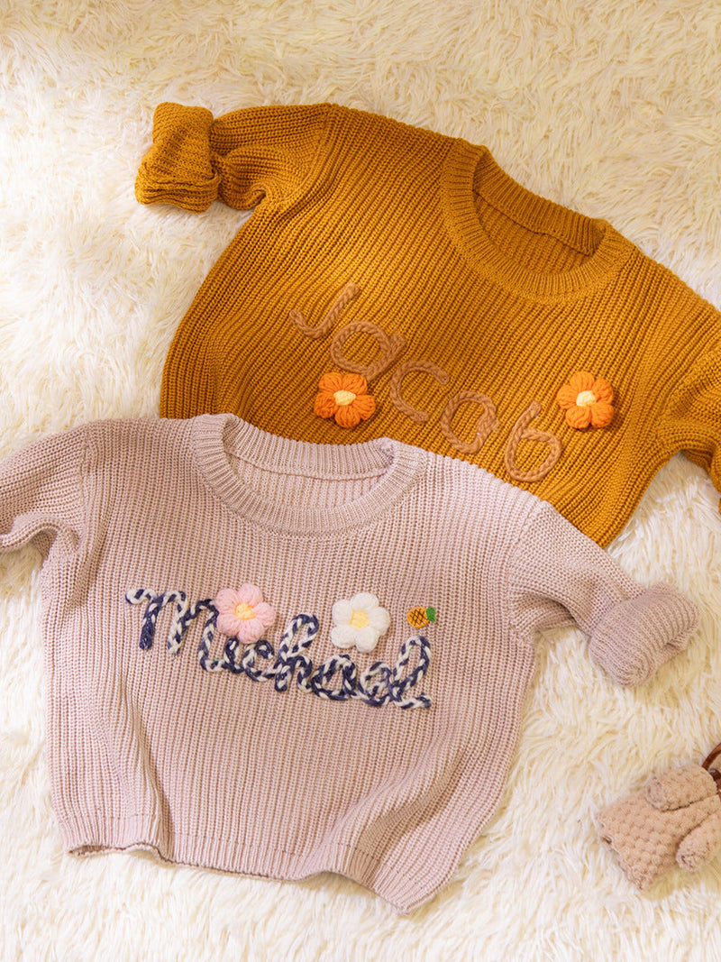 Baby sweatshirt for every day – Embroidered name, soft cotton blend for playing