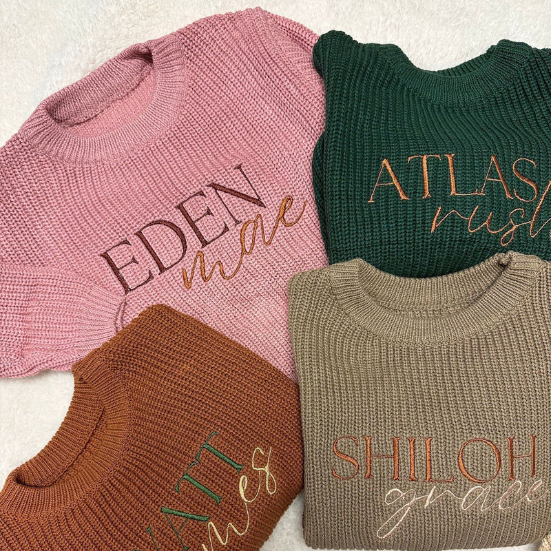 Soft knitted sweater for babies – sweater with individually embroidered name for cozy toddler outfits