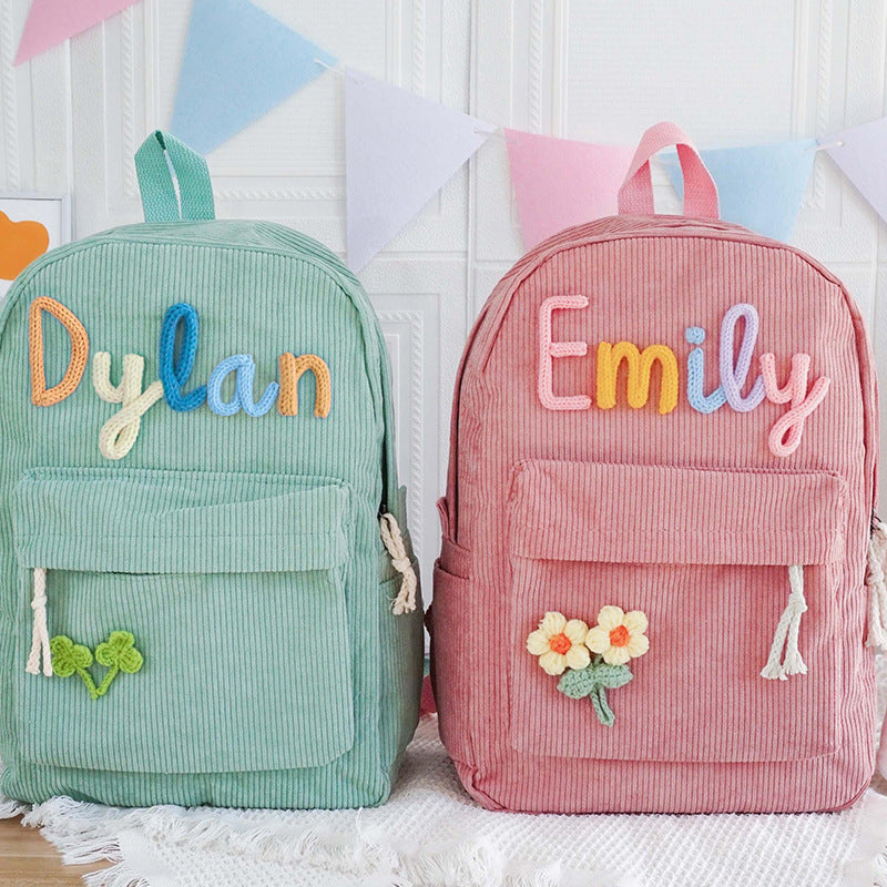 Personalized children's backpack – Cute corduroy school bag with name