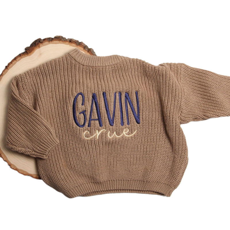 Personalized baby sweater – hoodie with embroidered name for photo shoots and special occasions