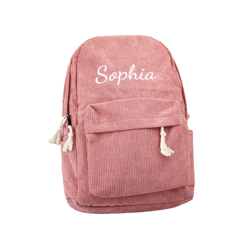 Soft corduroy backpack for children – with personalized name