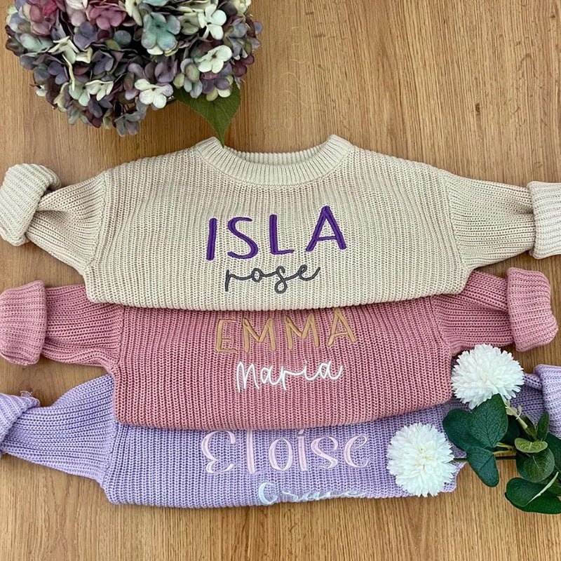 Personalized baby clothes – sweatshirt with embroidered name, perfect christening or birthday gift