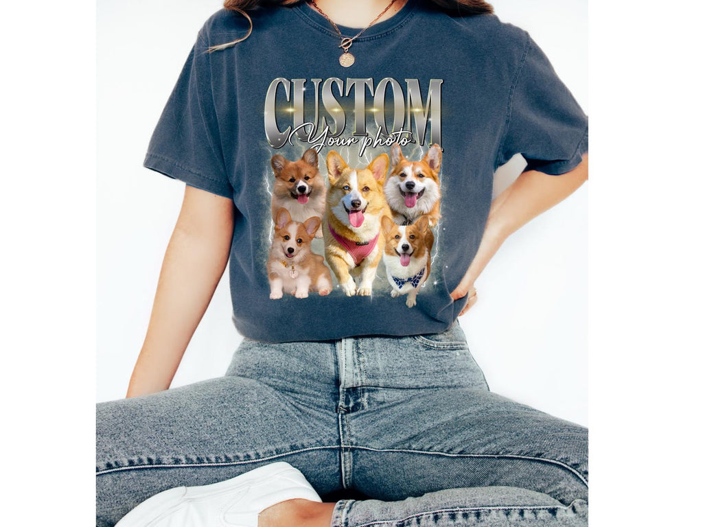 Custom Comfort Colors Retro Dog Shirt, Personalized Pet Tee, Custom Photo 90s Graphic, Bootleg Rap Dog Shirt, Custom Design Tshirt