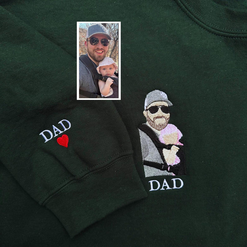 Custom Embroidered Portrait Sweatshirt From Photo, Custom Couple Portrait, Embroidered photo, Embroidery Sweater for Dad, Christmas Gift