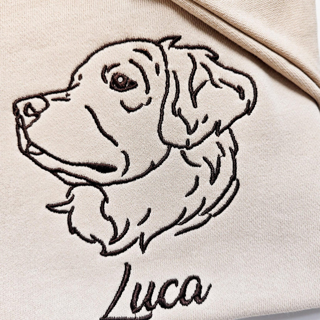 Custom Embroidered Pet Sweatshirt,Custom Embroidered Dog Hoodie with Pet Photo and Name,Embroidered Pet Portrait,Gift for Dog Dad/Mom