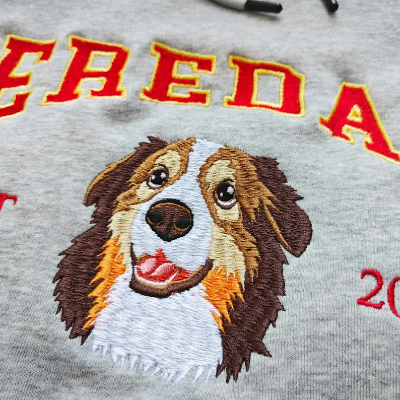 Custom Embroidered Varsity Pet From Your Photo Sweatshirt,Hoodie with Dog Name,Dog Owner Gift. gift  For Pet Lover