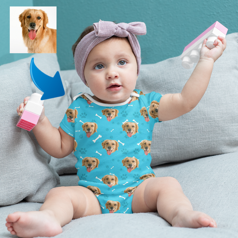 Custom Photo Baby Bodysuit Funny Mash Dog Face Gift For Dog Lovers