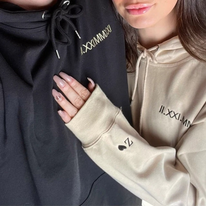 Personalized Embroidered Outline Photo Sweatshirt For Couples