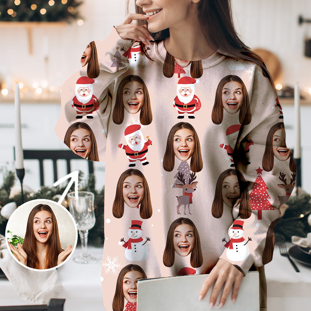 Funny Unisex Christmas Sweatshirts Christmas Sweatshirts Gift For Christmas Face Sweatshirt Ugly Couple Sweatshirts Deer And Christmas Tree