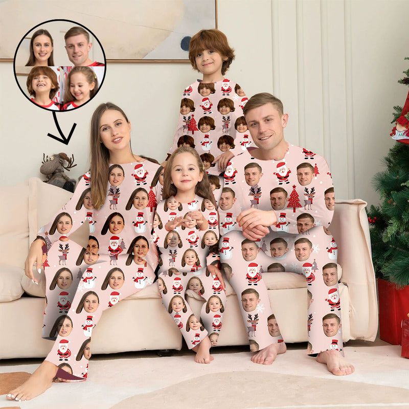 Custom Photo Pajamas Family Matching Set Christmas Matching Sleepwear Personalized Pajamas Deer And Christmas Tree