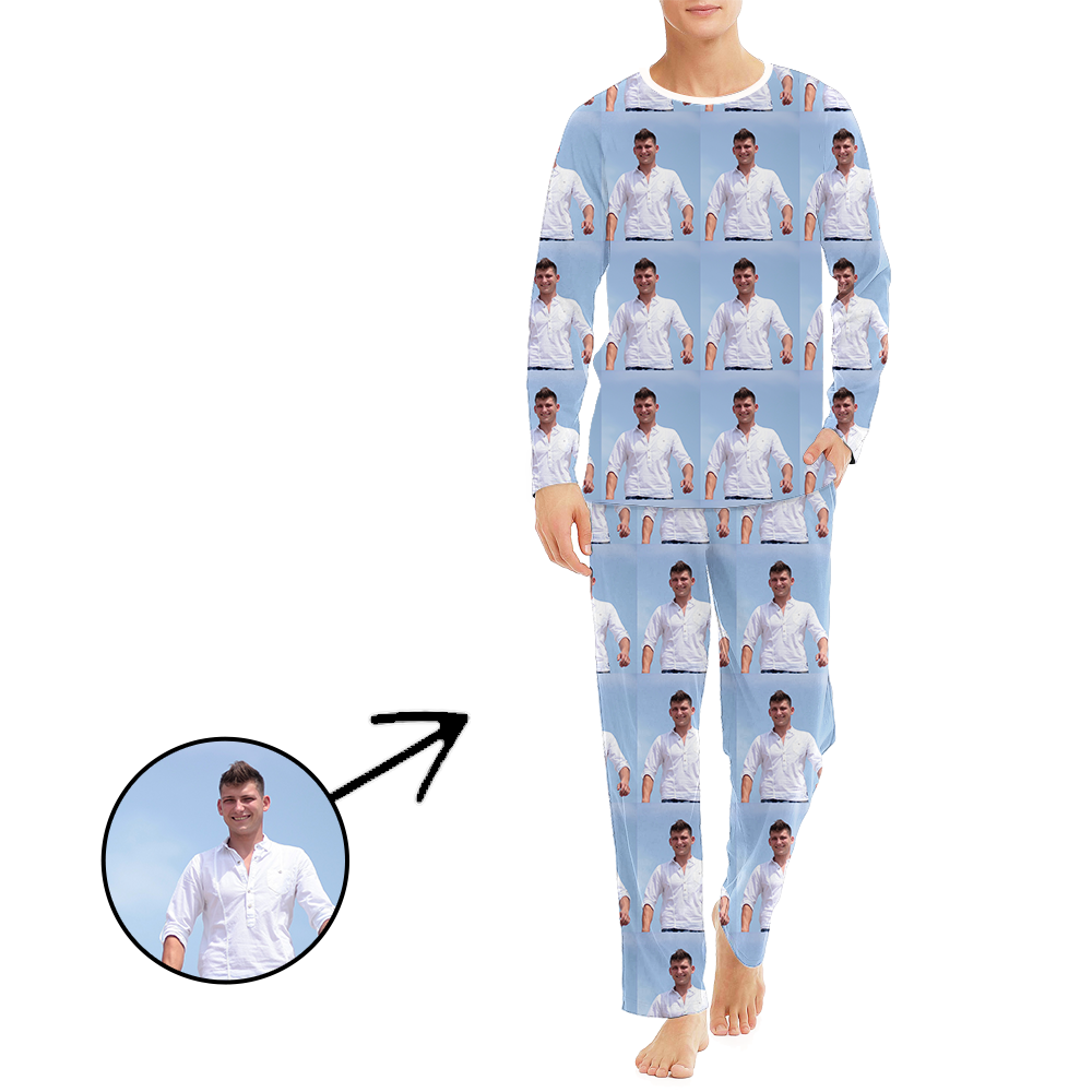 Custom Photo Pajamas For Men Whole Photo Long Sleeve