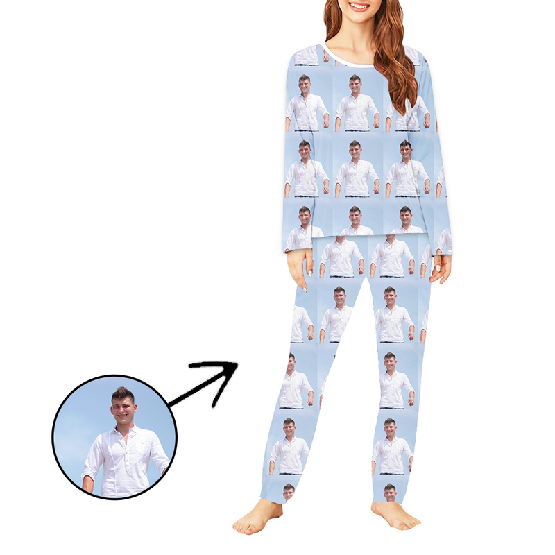 Custom Photo Pajamas For Women Whole Photo Long Sleeve