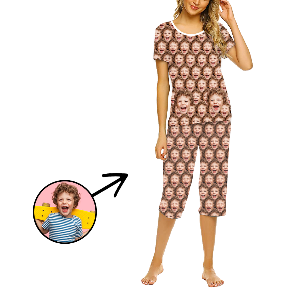 Custom Photo Pajamas For Women Funny Mash Face