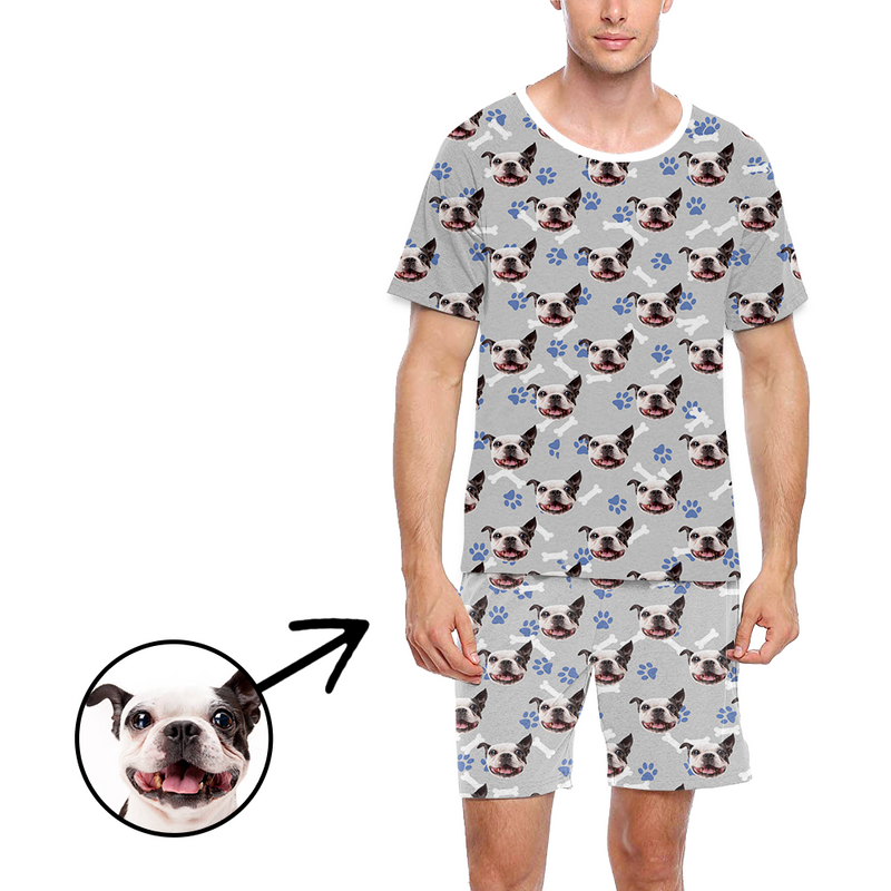 Custom Photo Pajamas For Men Dog Paw Footprint