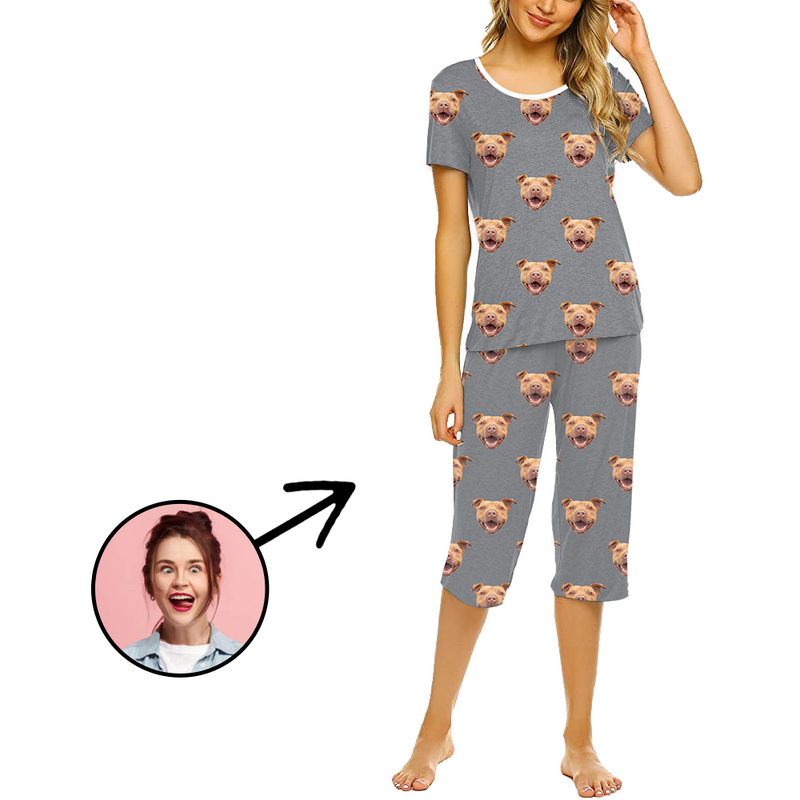 Custom Photo Pajamas For Women Dog Paw Footprint