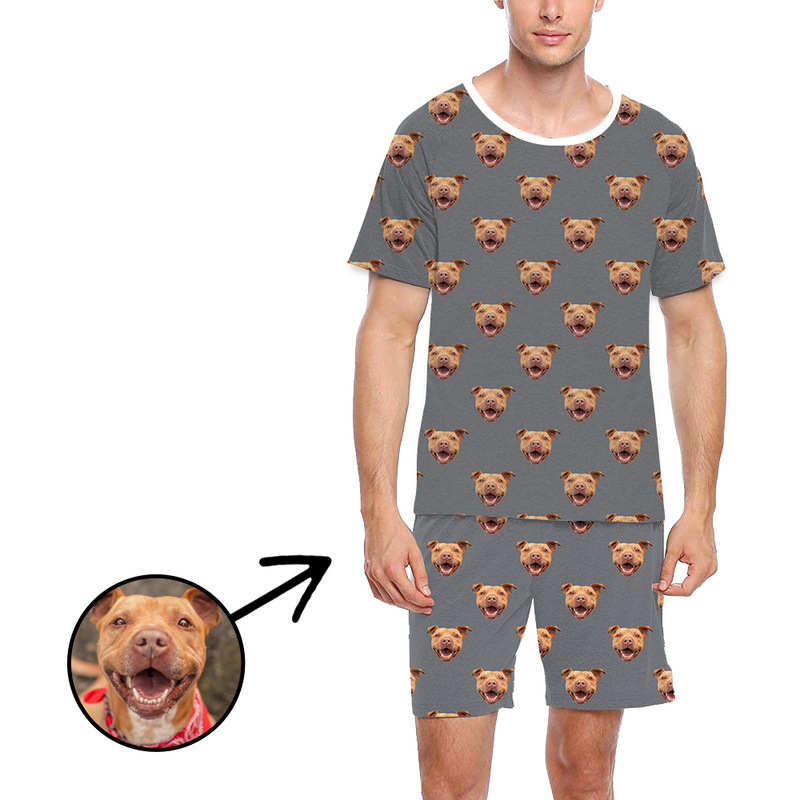 Custom Photo Pajamas For Men Dog Footprint