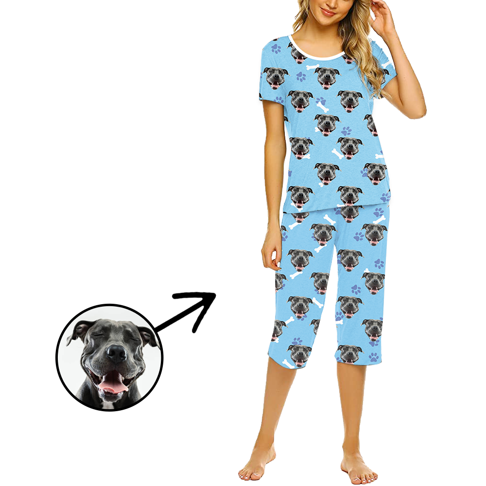 Custom Photo Pajamas For Women Dog Paw Footprint