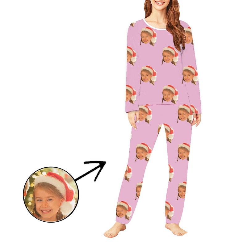 Custom Photo Pajamas For Women I Love My Kid Long Sleeve