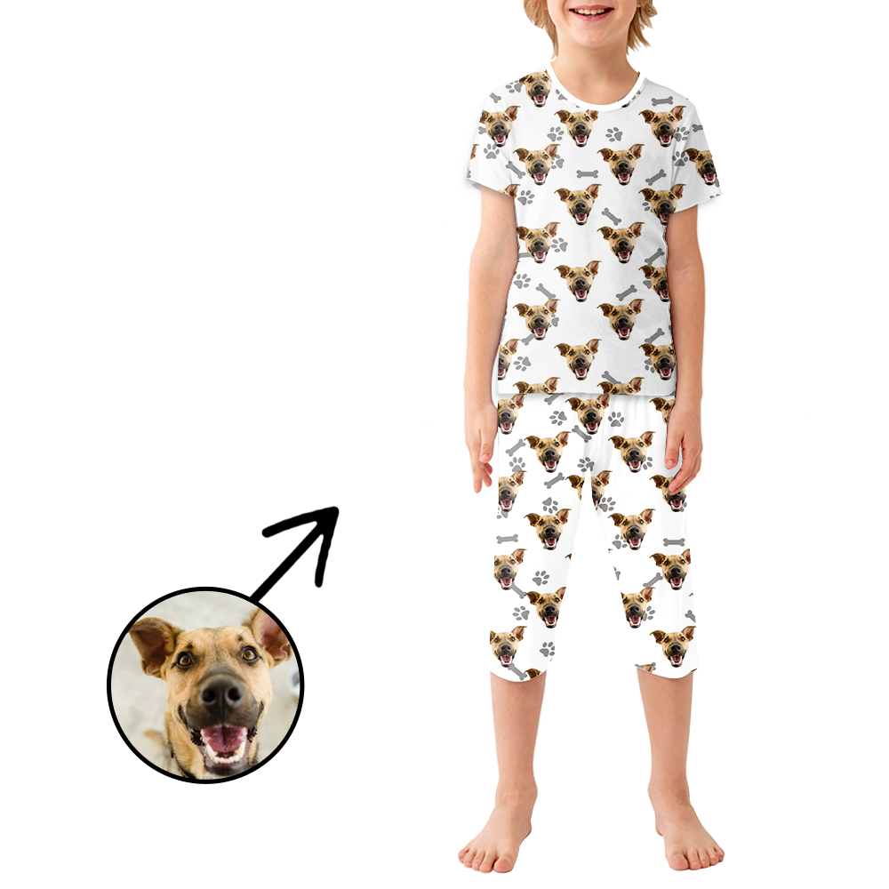 Custom Photo Pajamas For Kids Dog Footprint