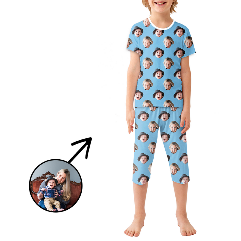 Custom Photo Pajamas For Kids Funny Mash Face