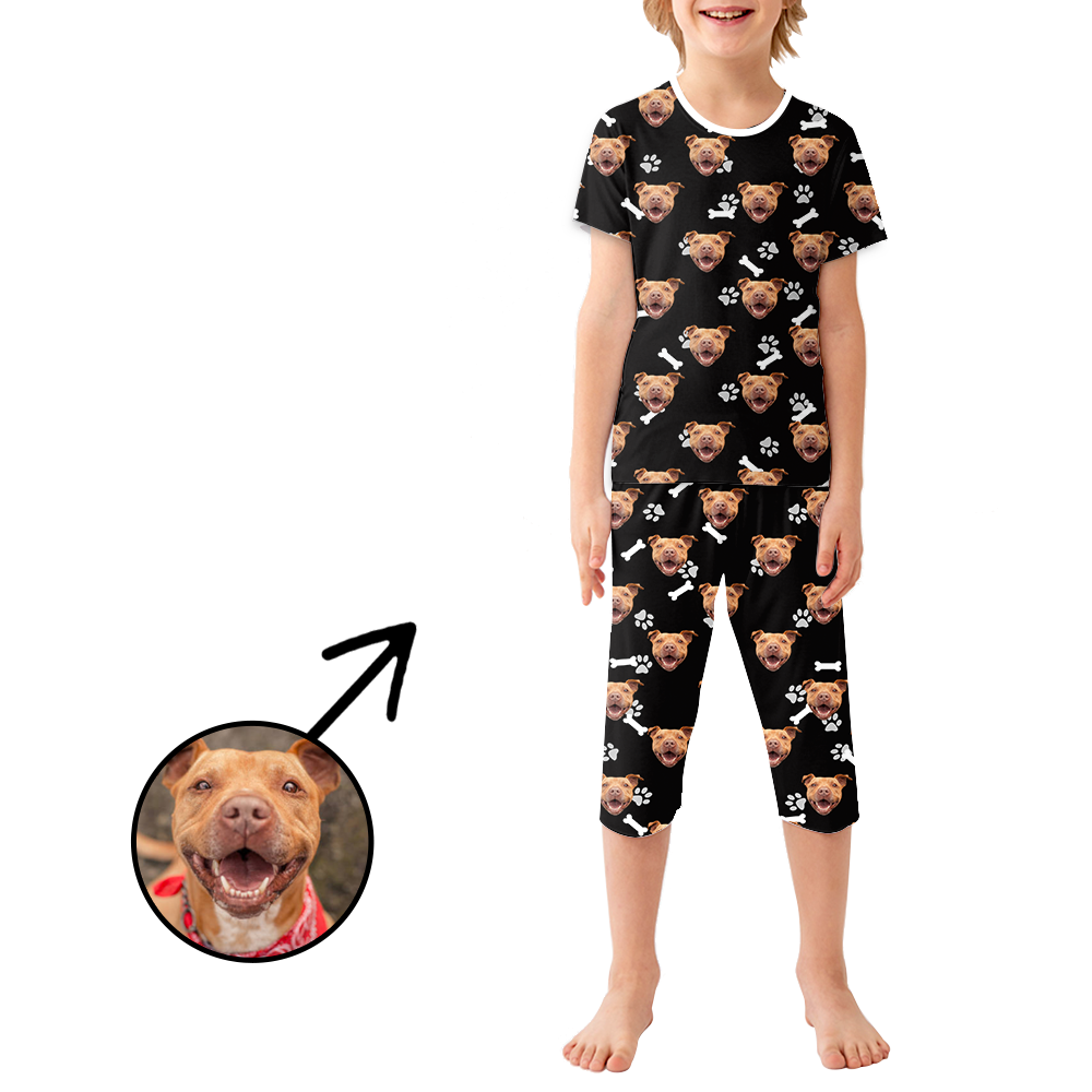 Custom Photo Pajamas For Kids Dog Paw Footprint