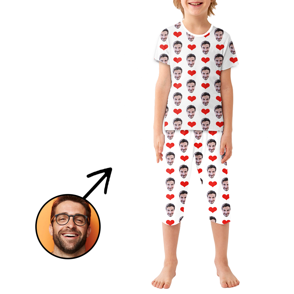 Custom Photo Pajamas For Kids Heart I Love My Wife