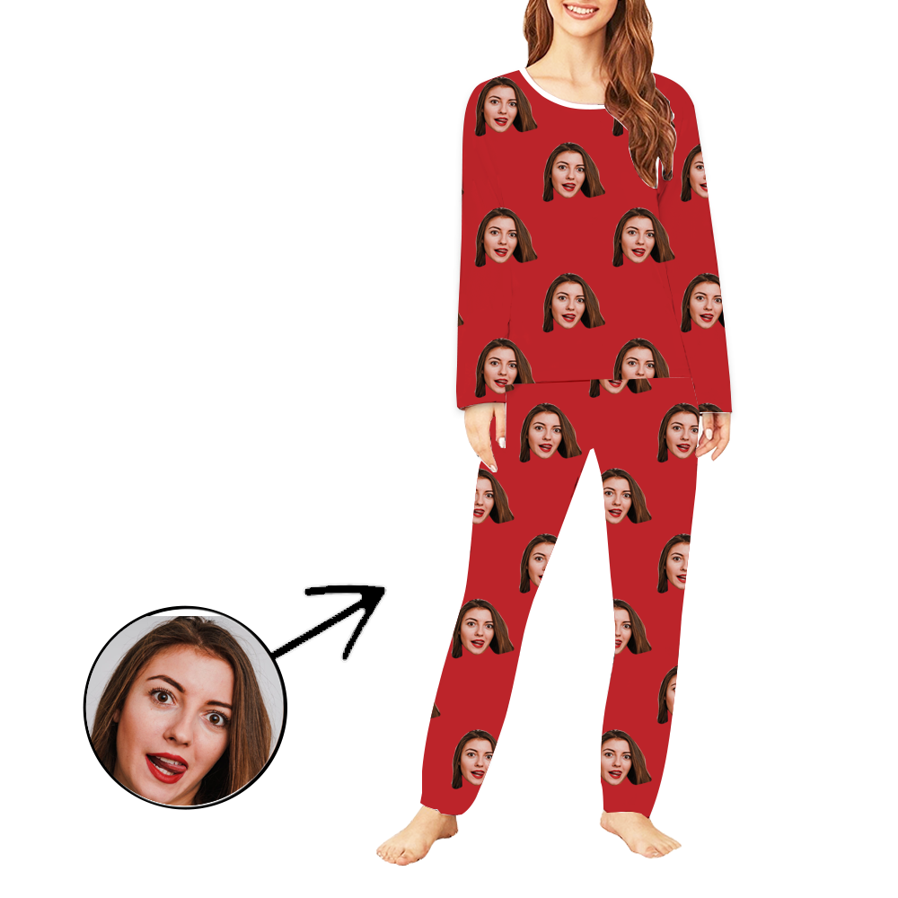 Custom Photo Pajamas Christmas Pajamas For Women I Love My Friend Long Sleeve